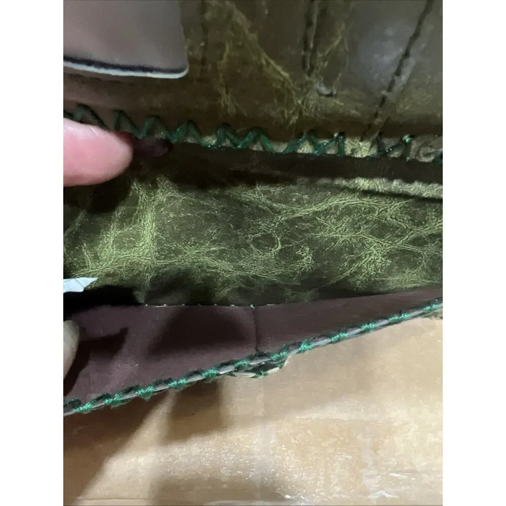 Vintage Boho-Chic & Western Tooled Aesthetic Floral Green Wallet